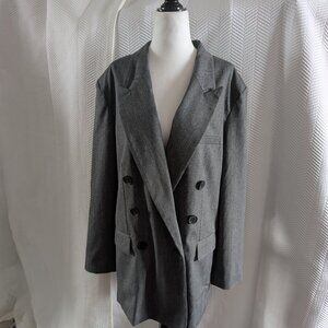 Asos Design Women's Oversized Gray Plaid Double-Breasted Blazer Size 10 Academia